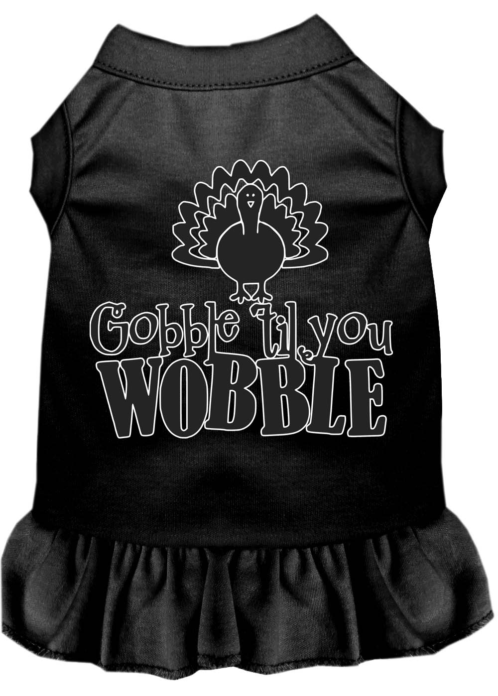Gobble til You Wobble Screen Print Dog Dress Black XXL